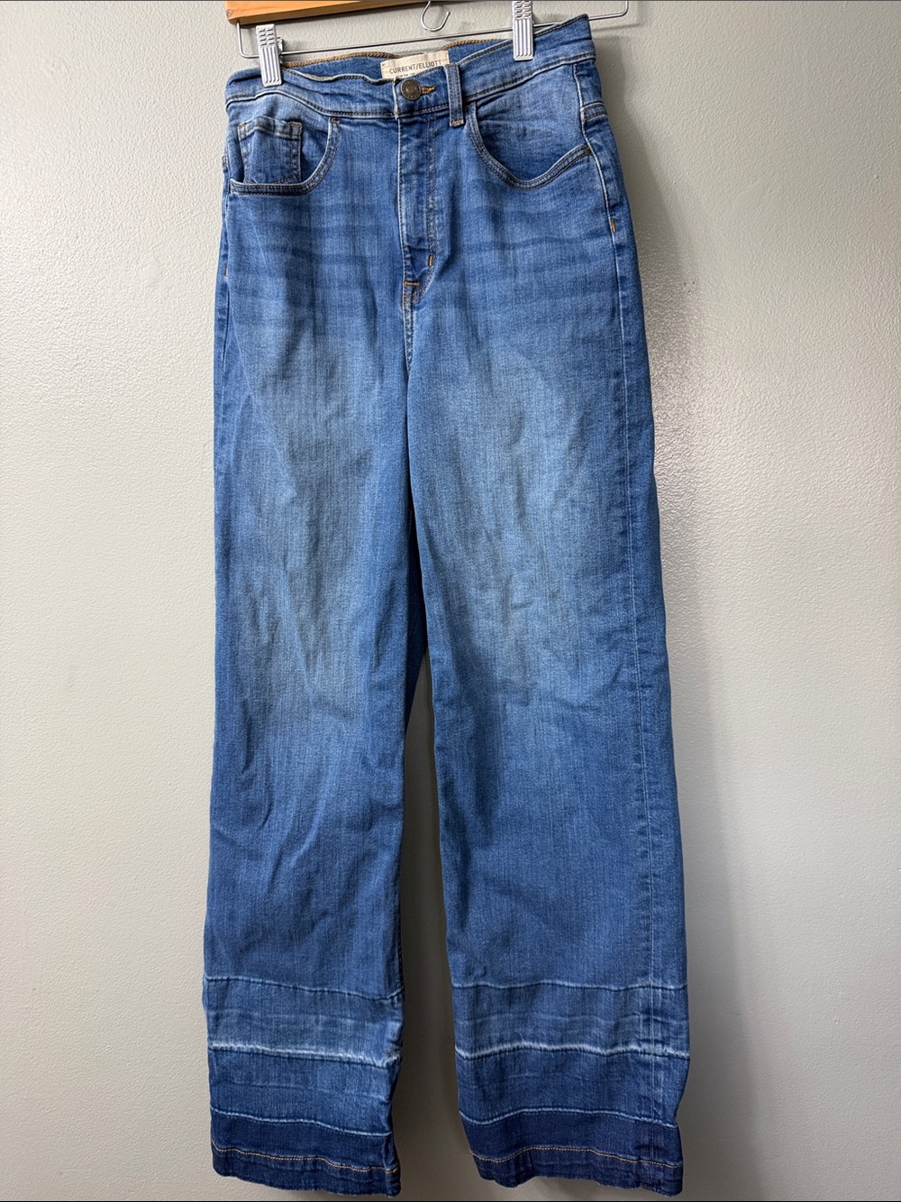 Current/Elliott Navigator Released Hem Wide-Leg Jeans Size 28